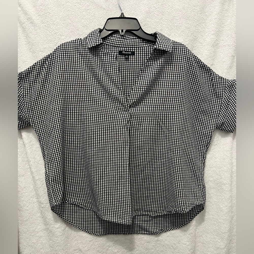 Madewell Black and White Gingham Top